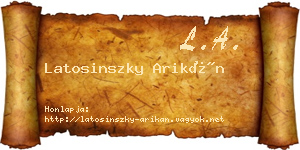 Latosinszky Arikán névjegykártya